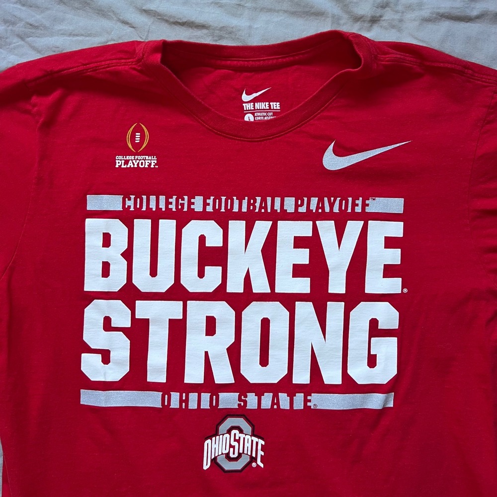 OHIO STATE T Shirt Mens Size Large Nike College Football Playoff Buckeye Strong